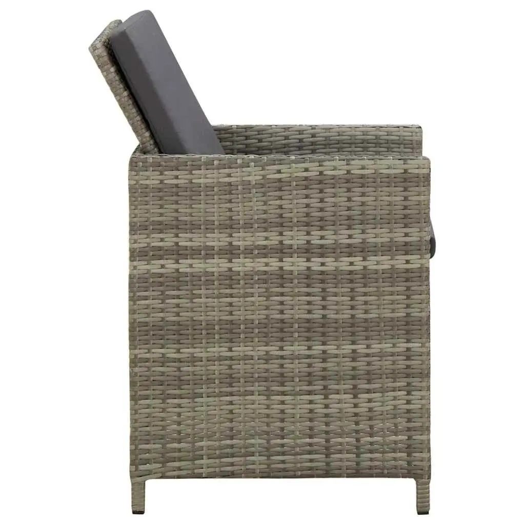 Grey Poly Rattan 4-Piece Outdoor Dining Chair Set