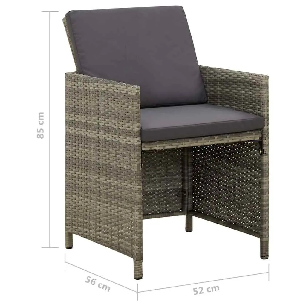 Grey Poly Rattan 4-Piece Outdoor Dining Chair Set