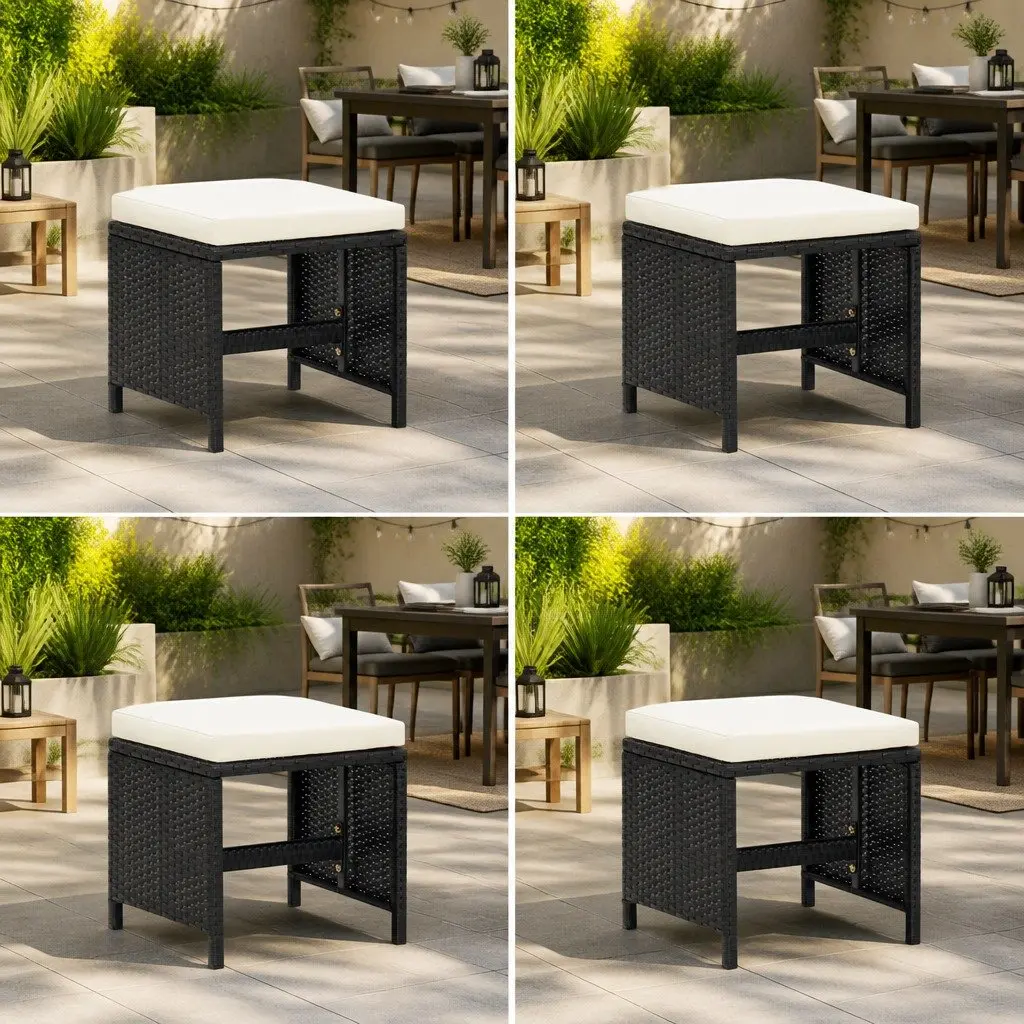 4-Piece Outdoor Garden Stool Set with Cushions