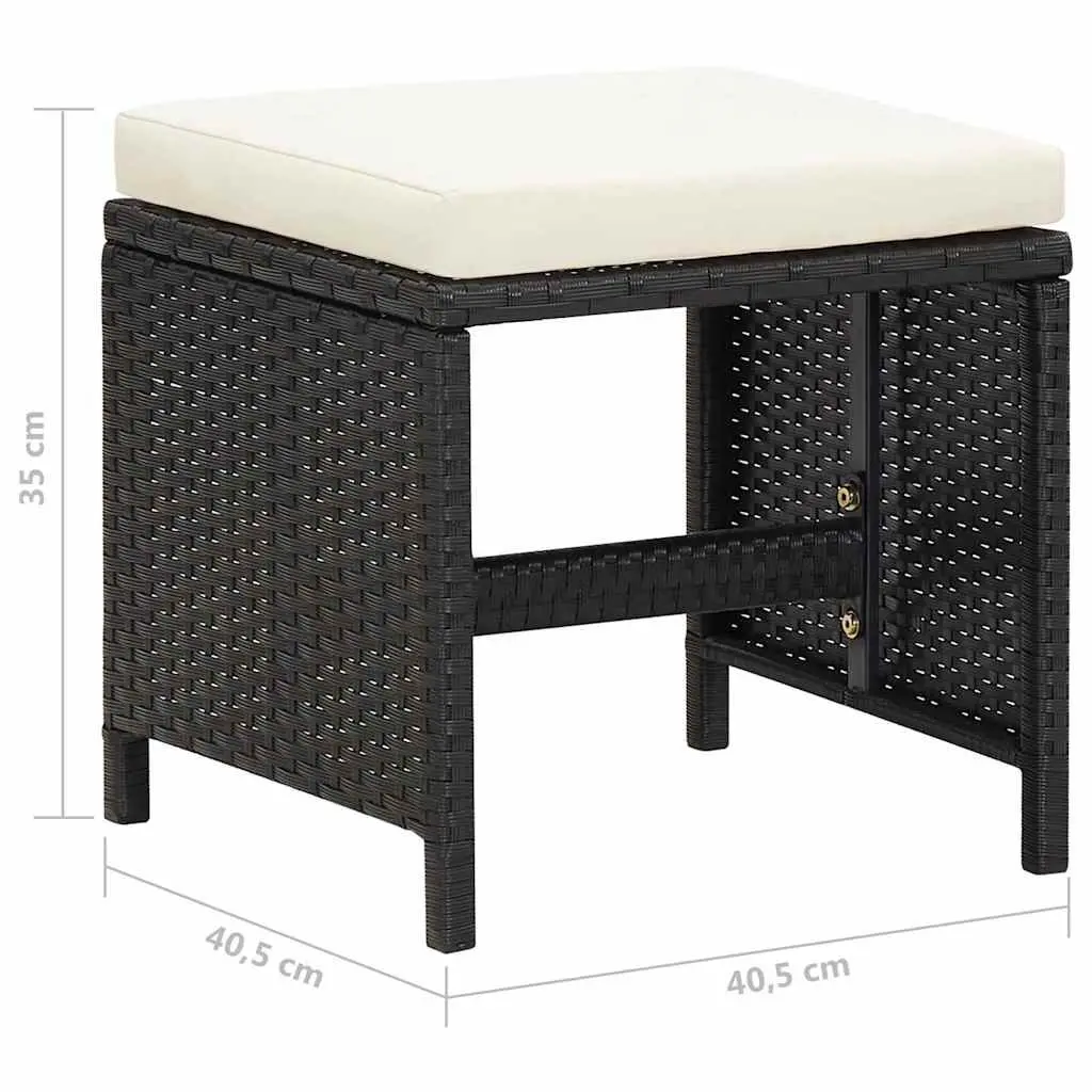 4-Piece Outdoor Garden Stool Set with Cushions
