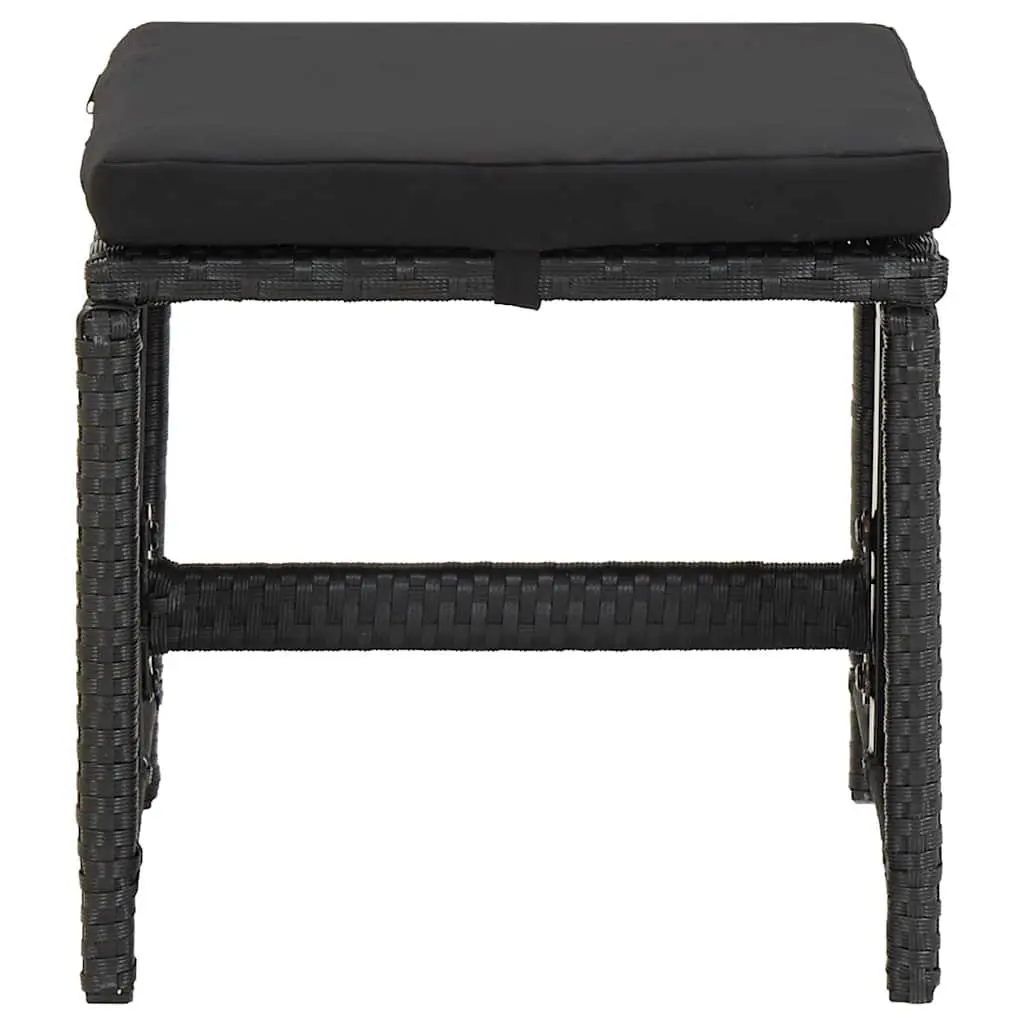 Outdoor Garden Stools Set of 4 in Black with Cushions