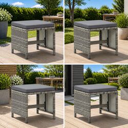 4-Piece Outdoor Garden Stool Set with Cushions