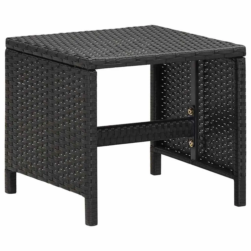 4 Piece Garden Chair and Stool Set Steel Frame PE Rattan Cushions Black