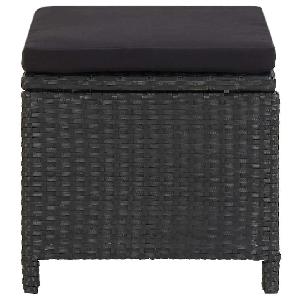 Garden Chair and Stool Set Steel PE Rattan 4 Piece Black