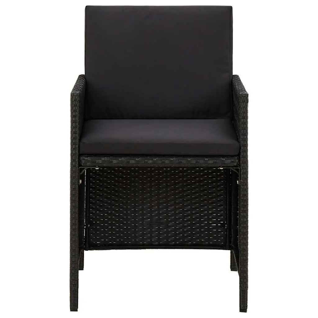 Black Poly Rattan Garden Chairs Set of 2