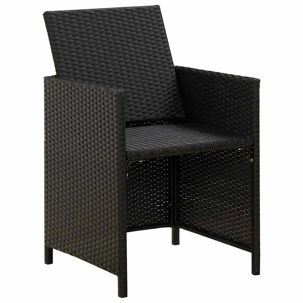 Black Poly Rattan Garden Chairs Set of 2