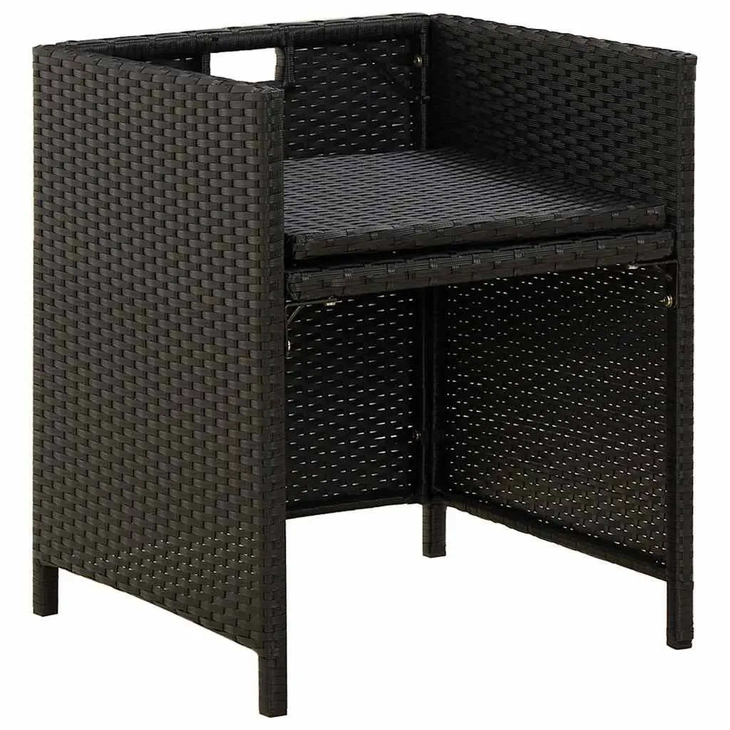 Black Poly Rattan Garden Chairs Set of 2