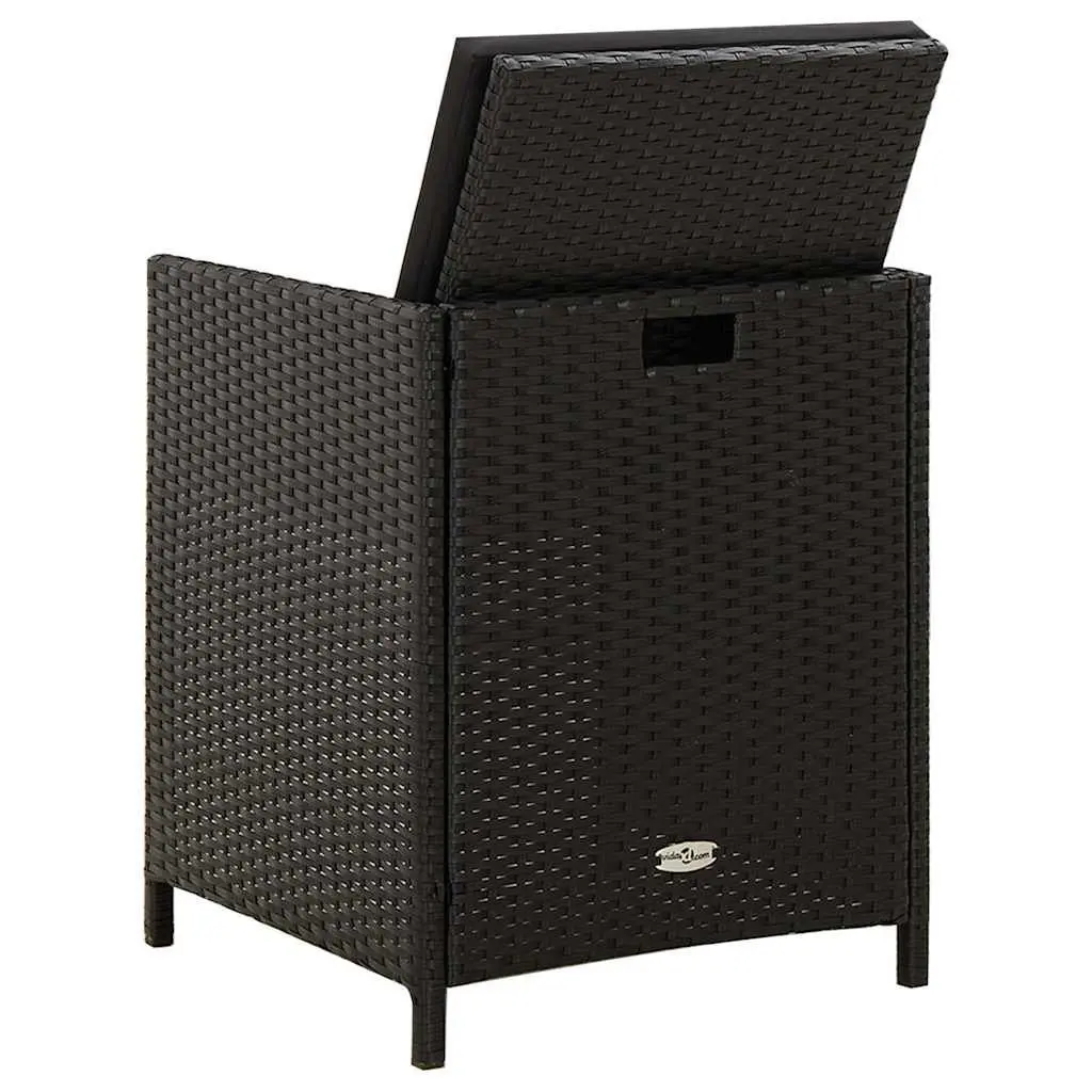 Black Poly Rattan Garden Chairs Set of 2