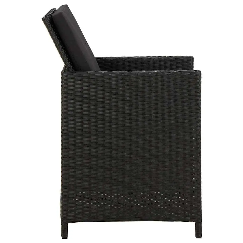 Black Poly Rattan Garden Chairs Set of 2
