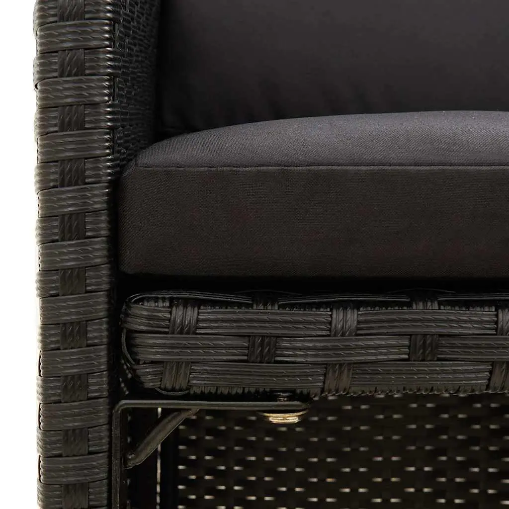 Black Poly Rattan Garden Chairs Set of 2