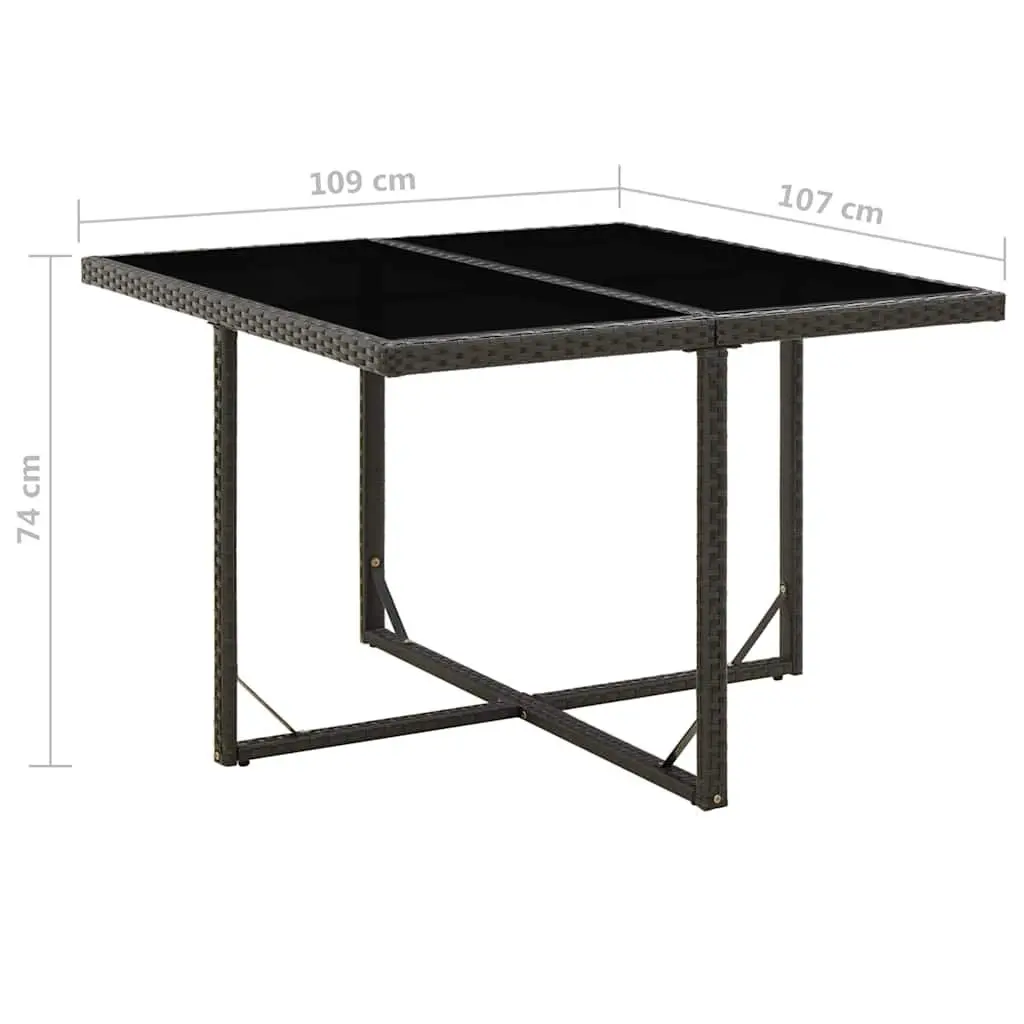 Black Poly Rattan Dining Table for Outdoor Spaces