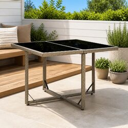 Stylish Grey Garden Dining Table 109x107x74cm Rattan