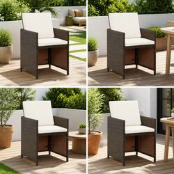 Brown Poly Rattan Outdoor Garden Chairs Set of 4