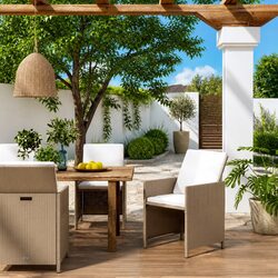 4-Piece Outdoor Patio Chairs Set with Cushions - Beige