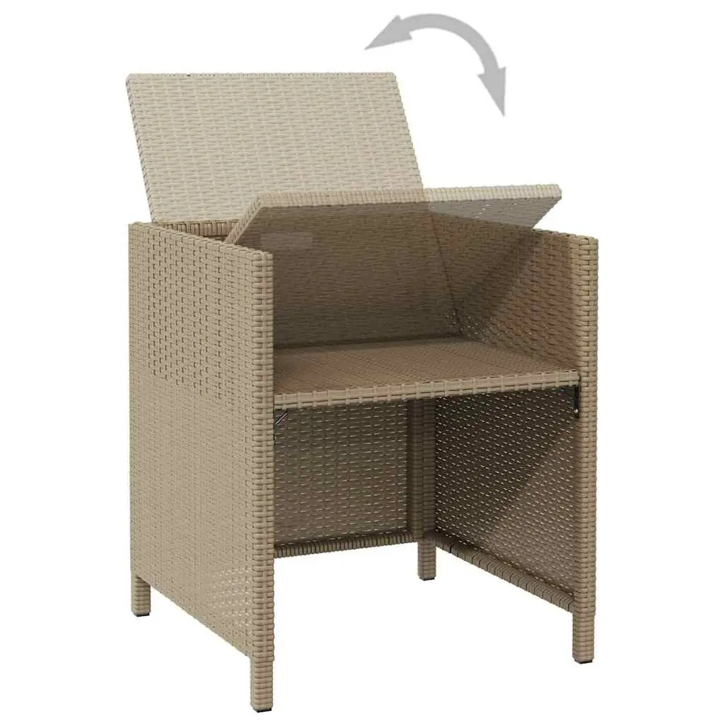 Patio Garden Chairs Set 4 Pieces Steel Frame PE Rattan Beige