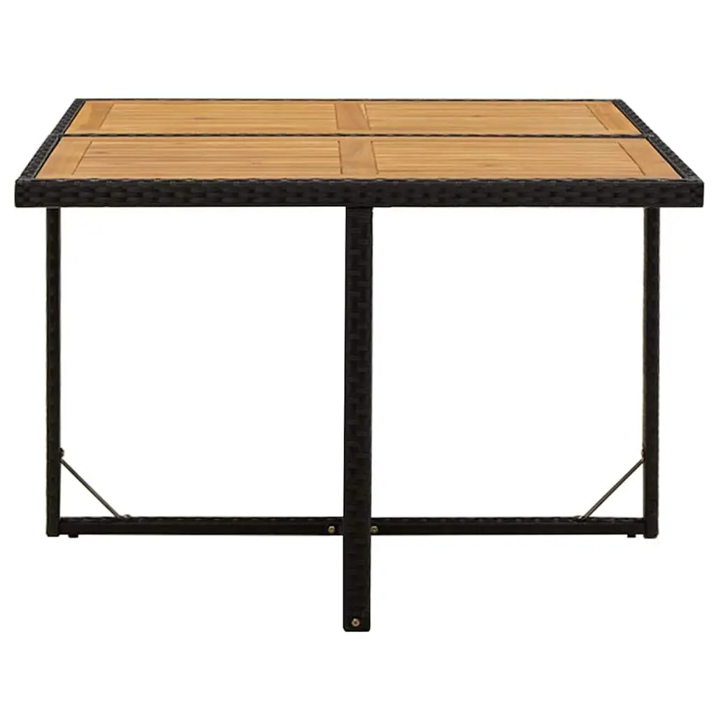 Black Garden Dining Table with Wooden Top
