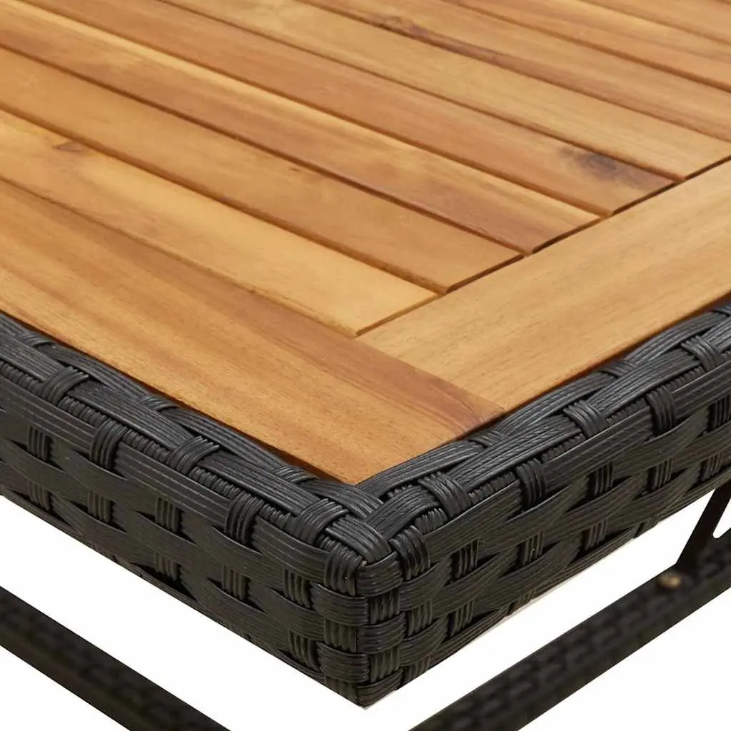 Black Garden Dining Table with Wooden Top