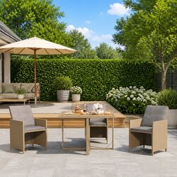Elegant Beige Garden Dining Table for Outdoor Spaces