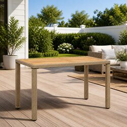 Sturdy Outdoor Garden Dining Table in Beige Poly Rattan