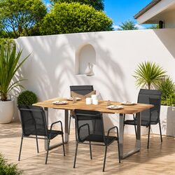 Outdoor Chairs 4 pcs Garden Seating Steel Frame Textilene Black Armchairs