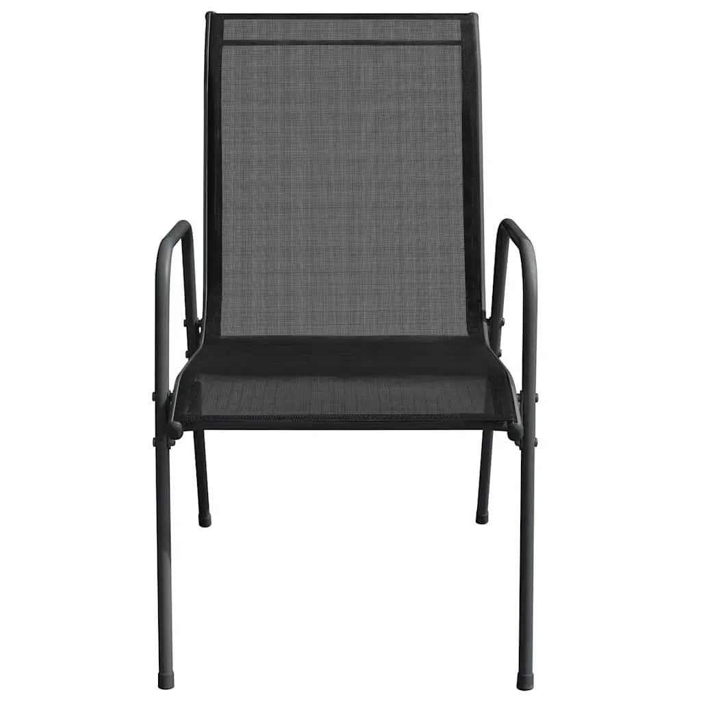 Steel Frame Textilene Outdoor Chairs Set of 6 Black Garden Seating