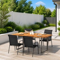 4-Piece Outdoor Garden Chairs Set with Steel Frame in Black
