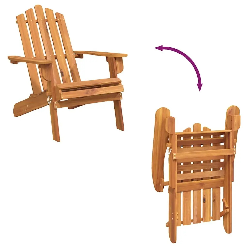 Adirondack Chair Solid Acacia Wood Foldable Outdoor Seating Brown