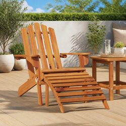 Durable Solid Acacia Wood Adirondack Chair with Footrest