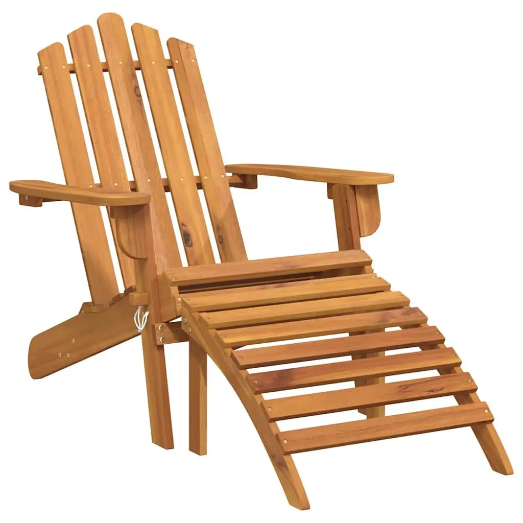 Adirondack Chair Solid Acacia Wood Brown Foldable with Footrest
