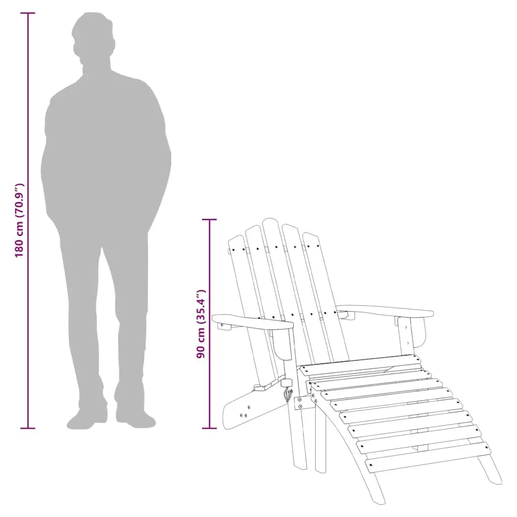 Adirondack Chair Solid Acacia Wood Brown Foldable with Footrest