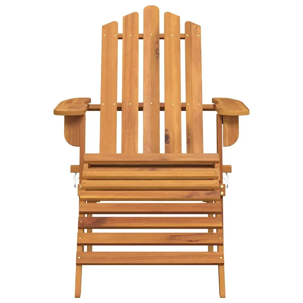 Adirondack Chair Solid Acacia Wood Brown Foldable with Footrest