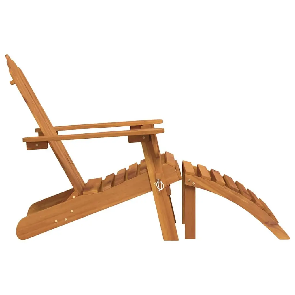Adirondack Chair Solid Acacia Wood Brown Foldable with Footrest