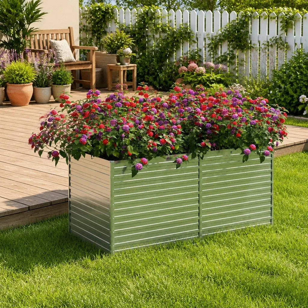 Raised Garden Bed Galvanized Steel 160x80x77 cm Silver