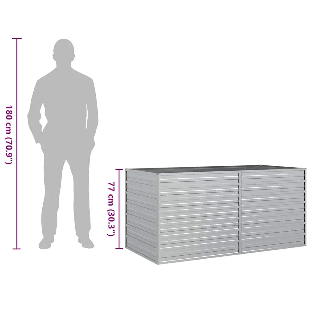 Raised Garden Bed Galvanized Steel 160x80x77 cm Silver