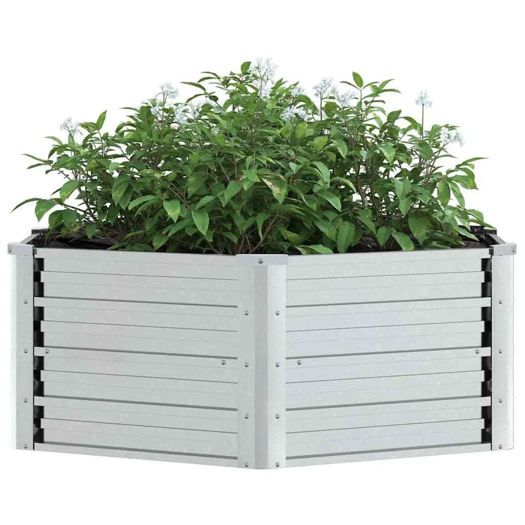 Raised Garden Bed Galvanised Steel 129x45 cm Silver