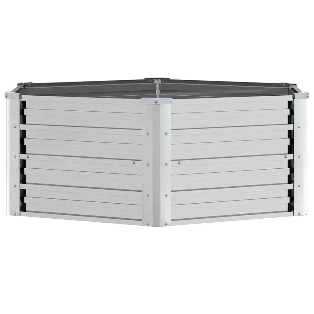 Raised Garden Bed Galvanised Steel 129x45 cm Silver