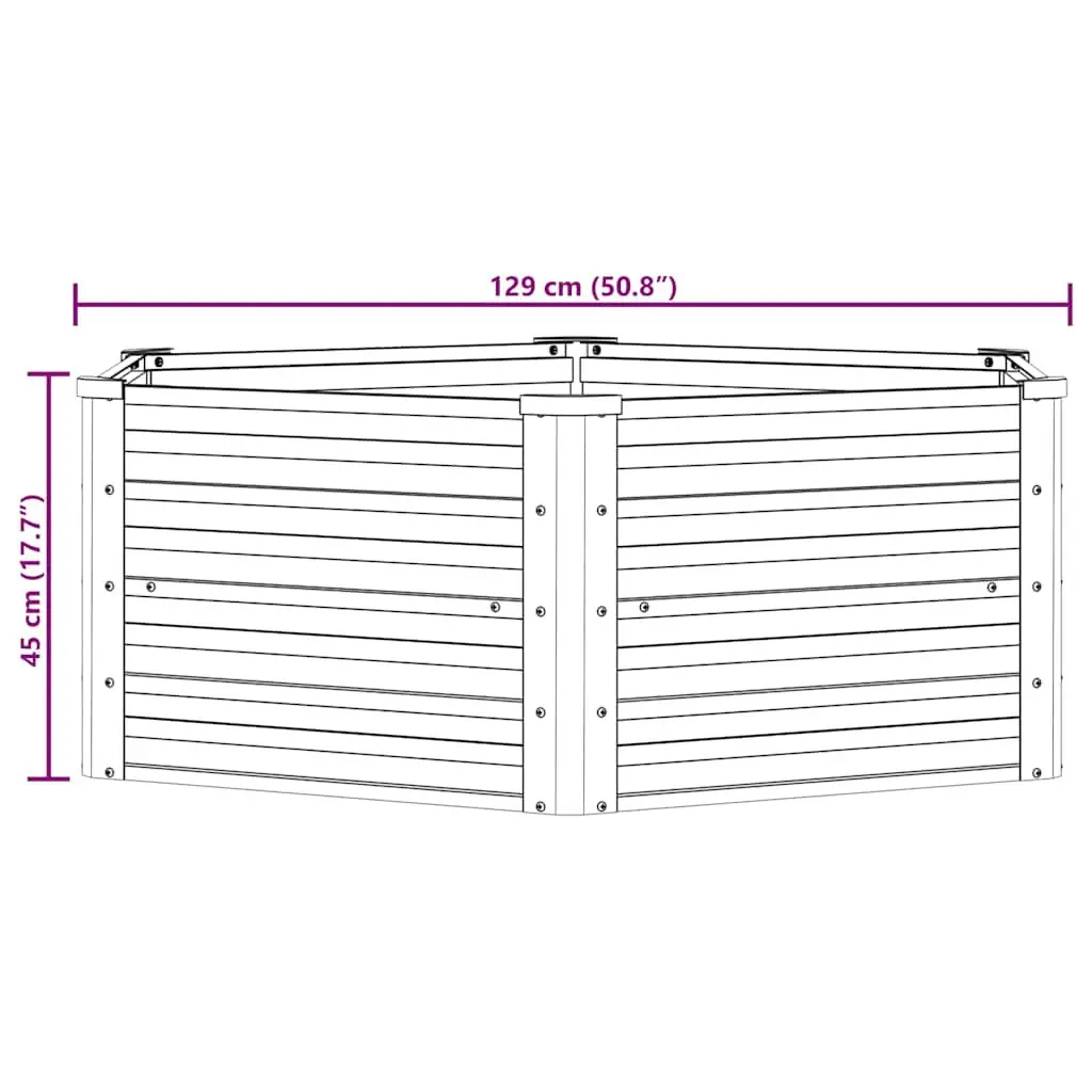 Raised Garden Bed Galvanised Steel 129x45 cm Silver