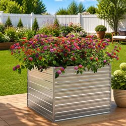 Durable 100x100x77cm Galvanized Steel Raised Bed for Gardens