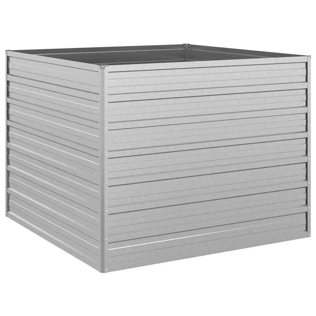 Raised Garden Bed Galvanized Steel 100x100x77cm Silver