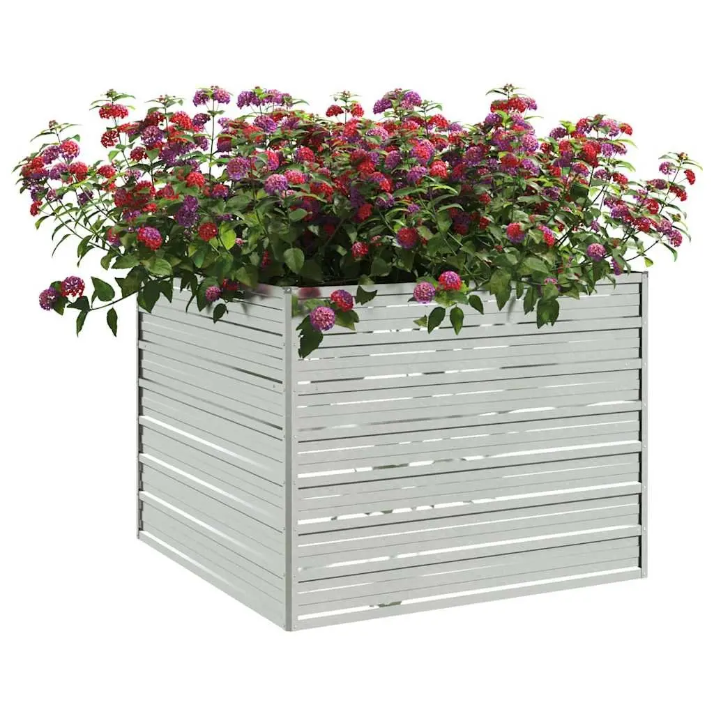 Raised Garden Bed Galvanized Steel 100x100x77cm Silver
