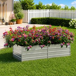 Durable Galvanized Steel Garden Raised Bed 160x80x45cm