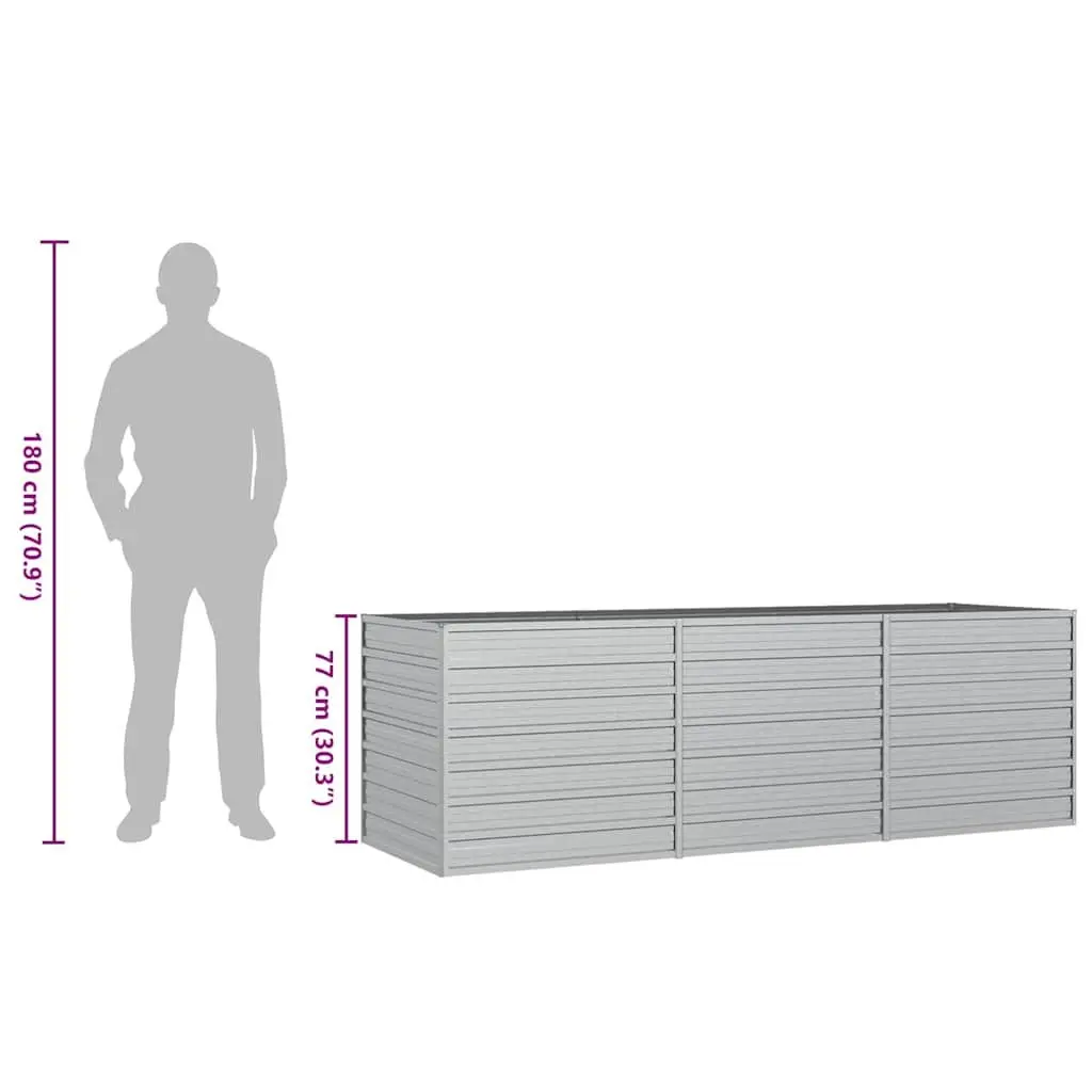 Garden Raised Bed Planter 240x80x77cm Silver