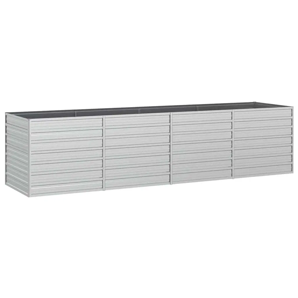 Outdoor Planter Galvanized Steel Silver 320x80x77cm Garden Raised Bed