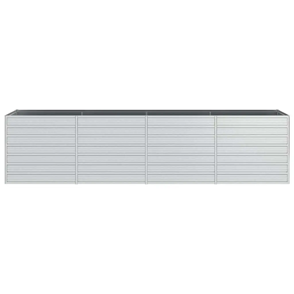 Outdoor Planter Galvanized Steel Silver 320x80x77cm Garden Raised Bed
