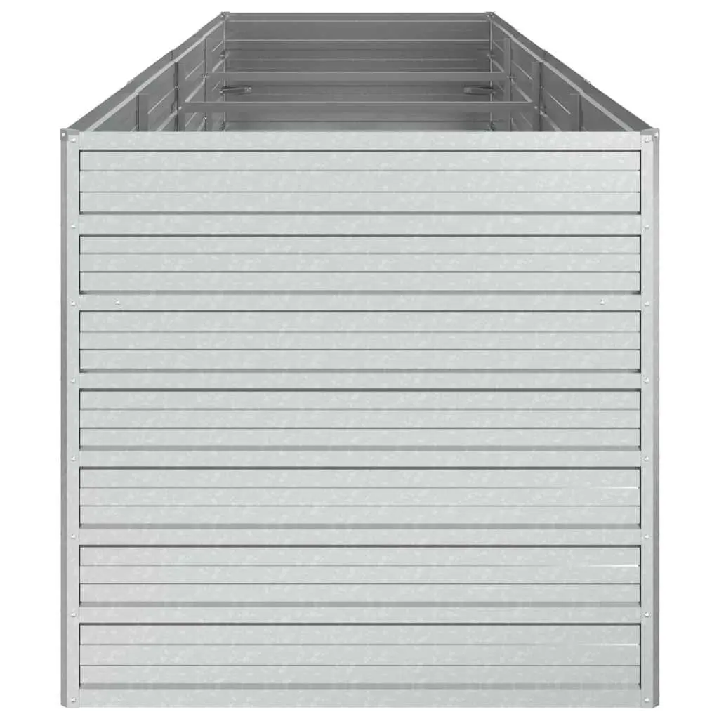 Outdoor Planter Galvanized Steel Silver 320x80x77cm Garden Raised Bed
