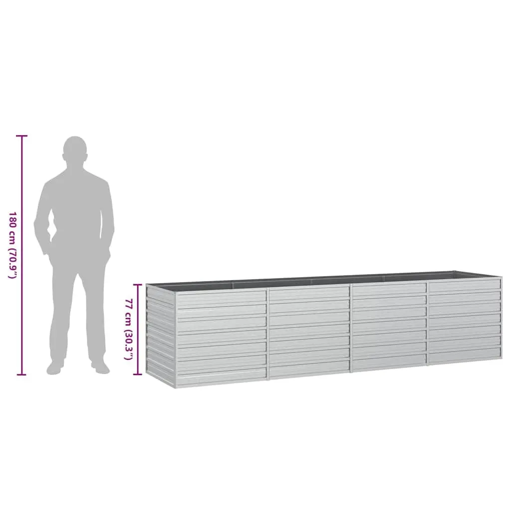 Outdoor Planter Galvanized Steel Silver 320x80x77cm Garden Raised Bed