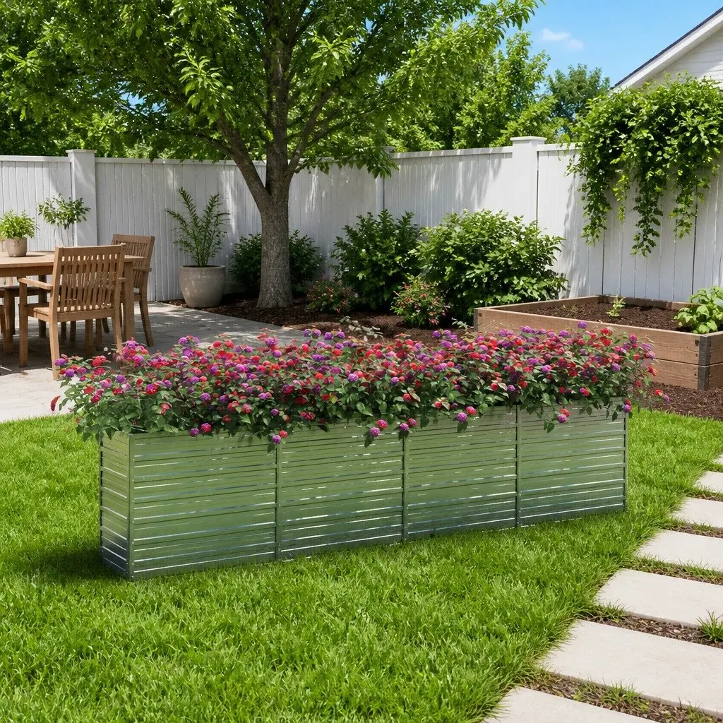 Galvanized Steel Raised Garden Bed for Outdoor Use