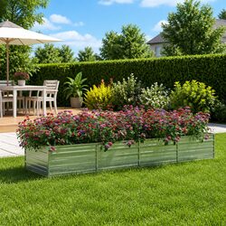 Heavy-Duty Galvanized Steel Raised Garden Bed 320x80x45 cm