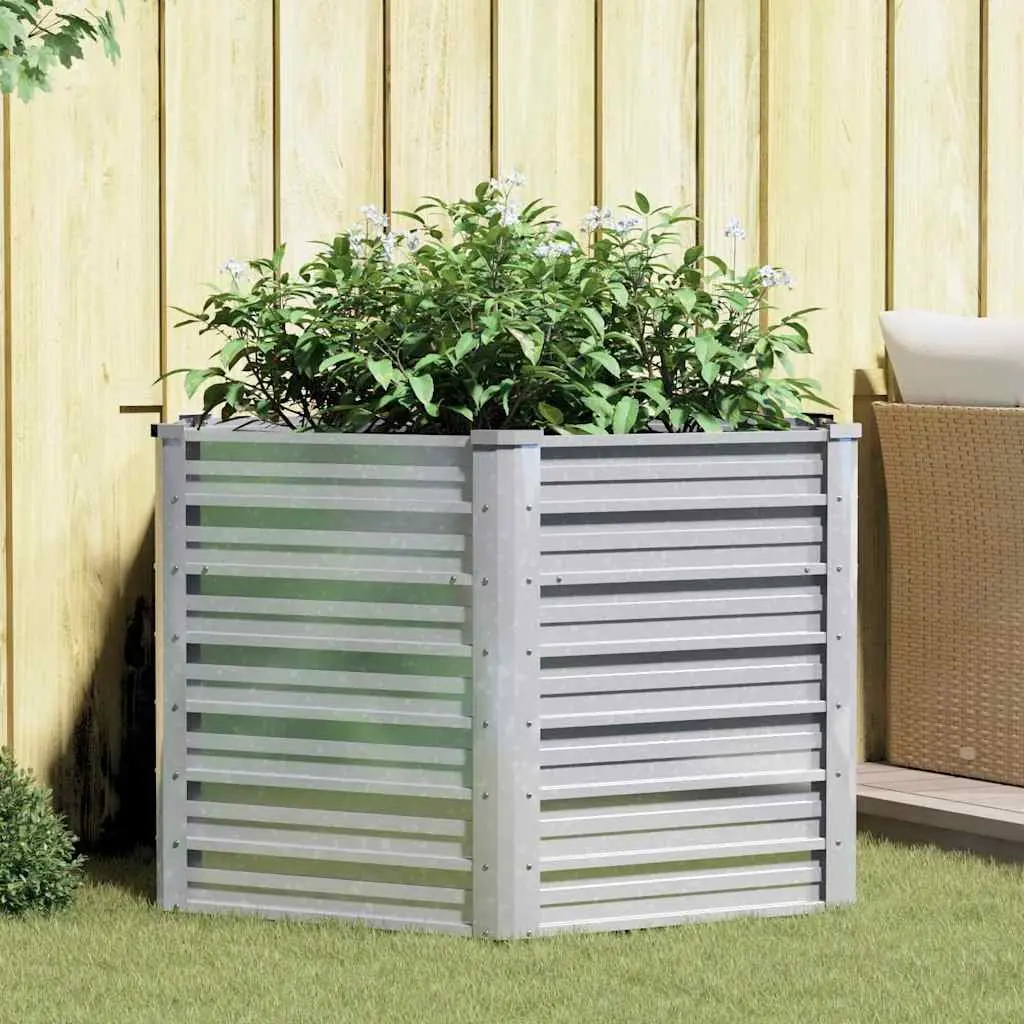 Garden Raised Bed Metal 129x77 cm Silver Planter Pot