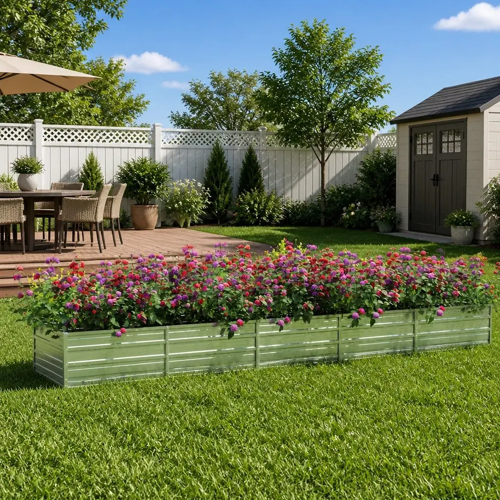 Raised Garden Bed Galvanized Steel 400x80x45 cm Silver
